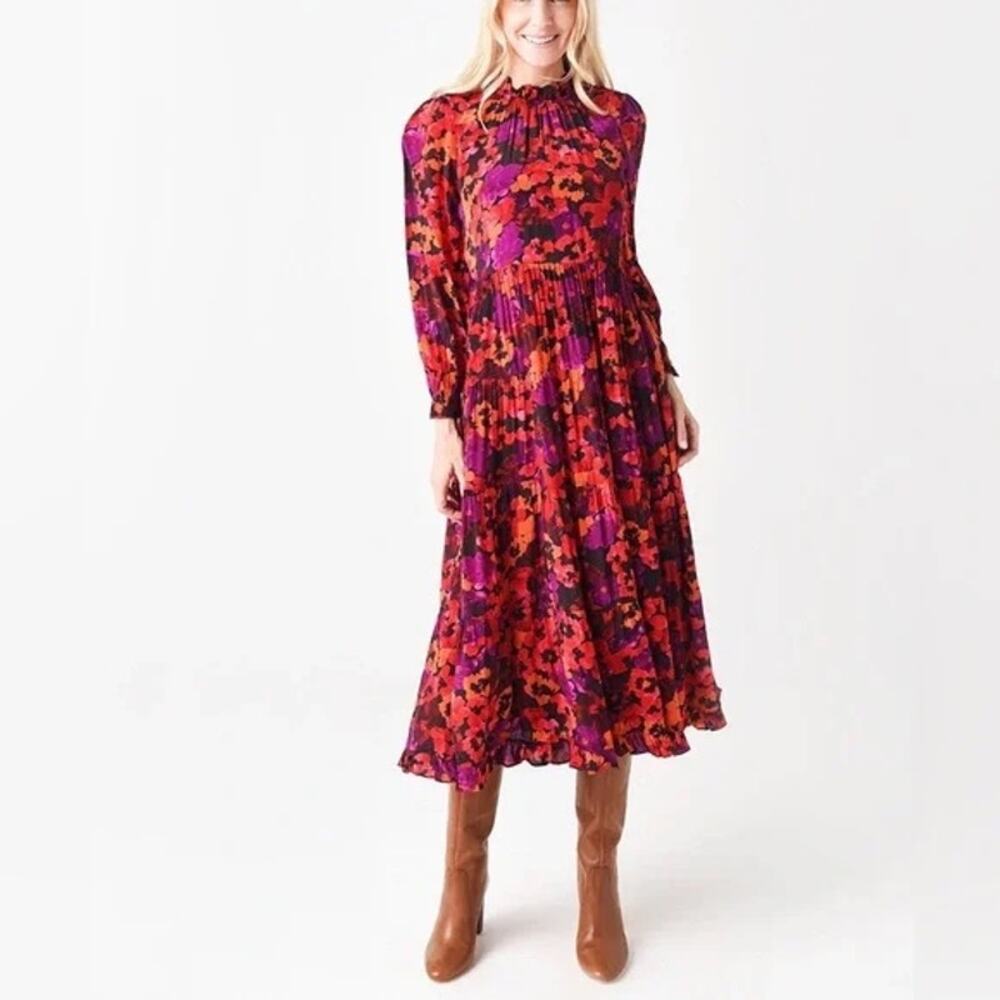Saylor NYC Ally Midii Dress Size Medium Colorful Floral Spring Designer Colorful